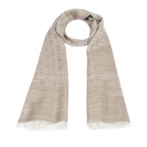 Khăn Quàng Cổ Nữ Gucci Cream & Beige Wool And Silk Blend Fringed Stole Màu Be Kem - Thời trang - Vua Hàng Hiệu