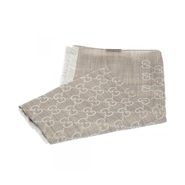 Khăn Quàng Cổ Nữ Gucci Cream & Beige Wool And Silk Blend Fringed Stole Màu Be Kem - Thời trang - Vua Hàng Hiệu