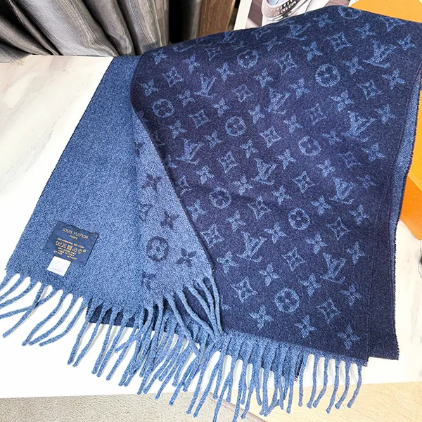 Khăn Quàng Cổ Louis Vuitton LV Monogram Gradient Scarf Navy Blue M70257 Màu Xanh Đậm - Thời trang - Vua Hàng Hiệu