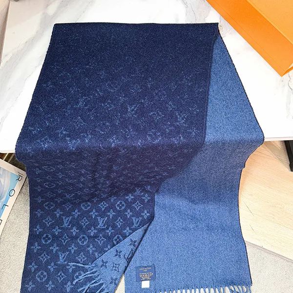 Khăn Quàng Cổ Louis Vuitton LV Monogram Gradient Scarf Navy Blue M70257 Màu Xanh Đậm - Thời trang - Vua Hàng Hiệu