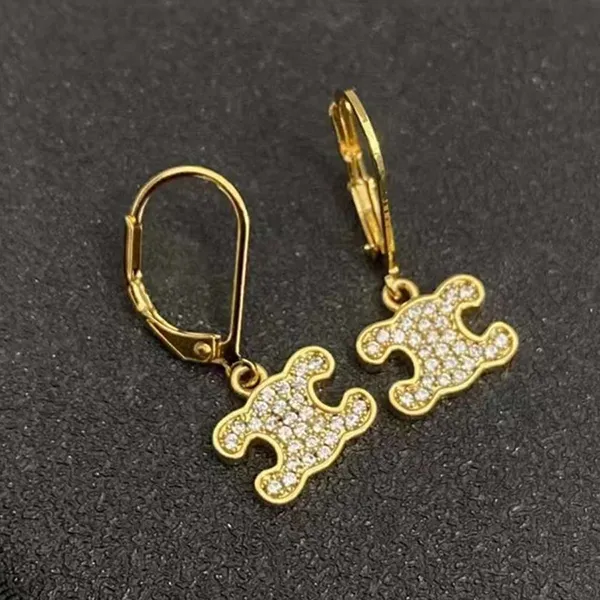 Khuyên Tai Nữ Celine Triomphe Rhinestone Earrings 460GC6BZI Màu Vàng - Trang sức - Vua Hàng Hiệu