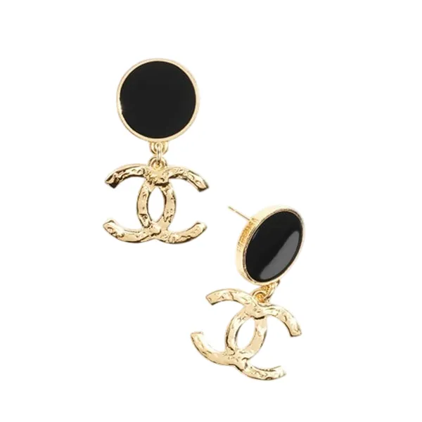 Khuyên Tai Nữ Chanel CC Logo Earrings Màu Vàng/Đen - Trang sức - Vua Hàng Hiệu
