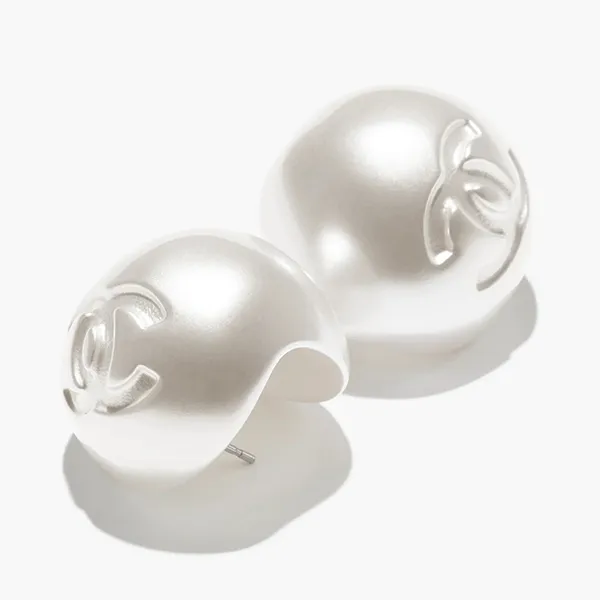 Khuyên Tai Nữ Chanel CC Logo White Pearl Earrings Size Small Màu Trắng - Trang sức - Vua Hàng Hiệu