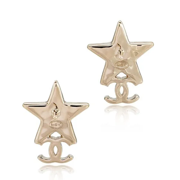 Khuyên Tai Nữ Chanel Crystal And Pale Gold Metal CC Star Earrings Màu Vàng Gold - Trang sức - Vua Hàng Hiệu
