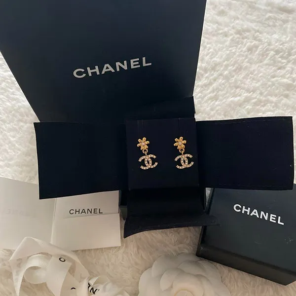 Khuyên Tai Nữ Chanel Flower CC Màu Vàng - Trang sức - Vua Hàng Hiệu