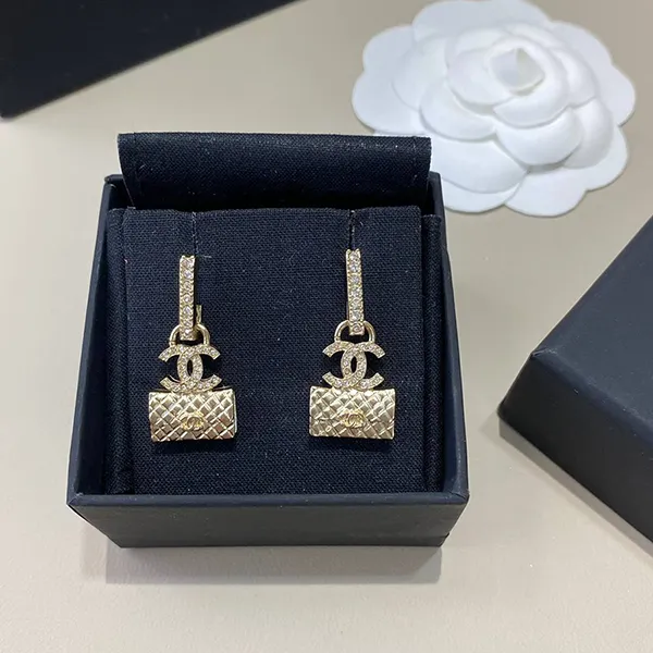 Khuyên Tai Nữ Chanel Metal Earrings Bag Motif Màu Vàng - Trang sức - Vua Hàng Hiệu