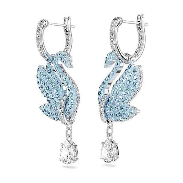 Khuyên Tai Nữ Swarovski Drop Earrings, Swan, Blue, Rhodium Plated 5660593 Màu Bạc Xanh - Trang sức - Vua Hàng Hiệu