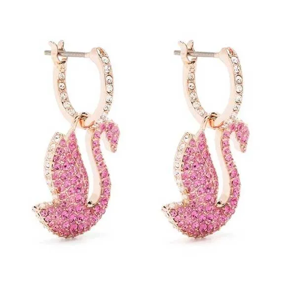 Khuyên Tai Nữ Swarovski Drop Earrings, Swan, Pink, Rose Gold Tone Plated 5647544 Màu Hồng - Trang sức - Vua Hàng Hiệu