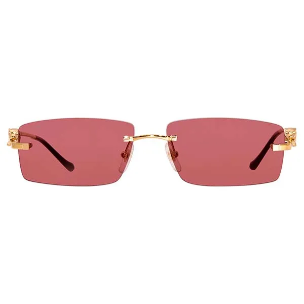 Kính Mát Cartier CT0430S 009 Sunglasses Gold/Red Rectangle Shape Màu Đỏ - Kính mắt - Vua Hàng Hiệu