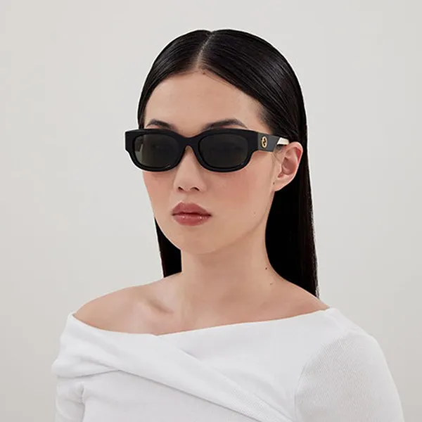 Kính Mát Nữ Gucci GG1667SK 001 Sunglasses Màu Đen Trắng - Kính mắt - Vua Hàng Hiệu