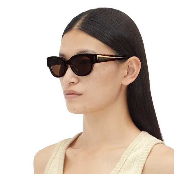 Kính Mát Unisex Bottega Veneta Sunglasses BV1278SA 002 Màu Nâu Havana/Vàng - Kính mắt - Vua Hàng Hiệu