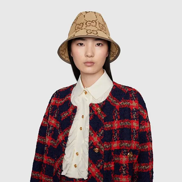 Mũ Nữ Gucci Jumbo GG Canvas Bucket Hat ‎681256 3HAGJ 2564 Màu Nâu Size S
