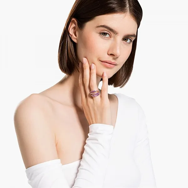 Nhẫn Nữ Swarovski Twist Wrap Ring, Purple, Rose-gold Tone Plated 5572714 Màu Vàng Hồng Phối Tím Size 50 - Trang sức - Vua Hàng Hiệu