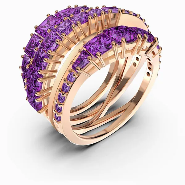 Nhẫn Nữ Swarovski Twist Wrap Ring, Purple, Rose-gold Tone Plated 5572714 Màu Vàng Hồng Phối Tím Size 50 - Trang sức - Vua Hàng Hiệu