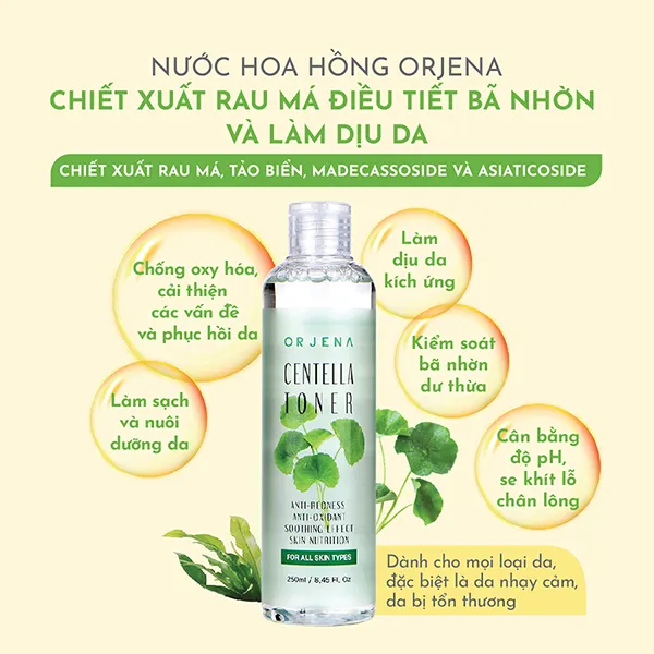 Nước Hoa Hồng Điều Tiết Bã Nhờn Và Làm Dịu Da Orjena Centella Toner 250ml