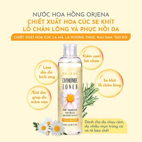 Nước Hoa Hồng Se Khít Lỗ Chân Lông Và Phục Hồi Da Orjena Chamomile Toner 250ml