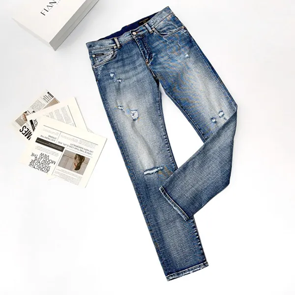 Quần Jean Nam Dolce & Gabbana D&G Logo Plaque Distressed In Blue GY07CD G8KO5 S9001 Màu Xanh Size 44 - Thời trang - Vua Hàng Hiệu
