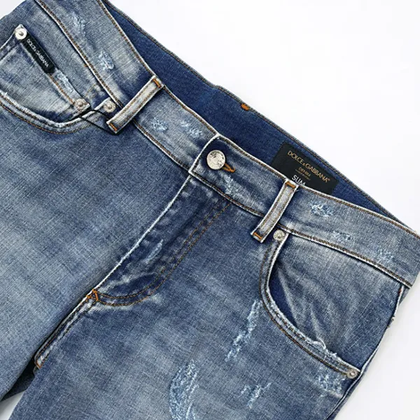 Quần Jean Nam Dolce & Gabbana D&G Logo Plaque Distressed In Blue GY07CD G8KO5 S9001 Màu Xanh Size 44 - Thời trang - Vua Hàng Hiệu