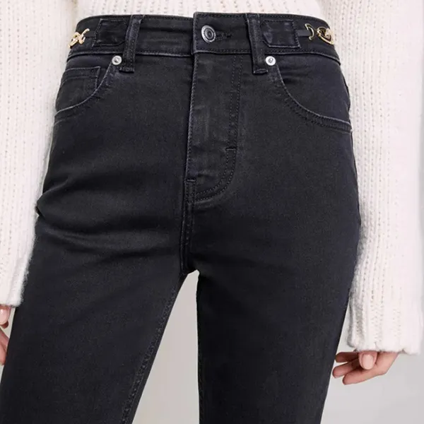 Quần Jean Nữ Maje With Curb Chains And Fringing 123PACHASLIM Màu Đen Size 36 - Thời trang - Vua Hàng Hiệu