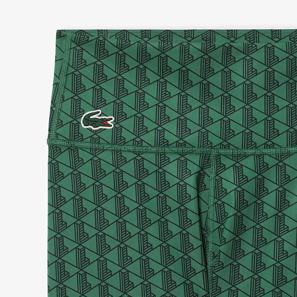 Quần Legging Nữ Lacoste Monogram Print Sport OF1018 00 QIJ Màu Xanh Lá Size S