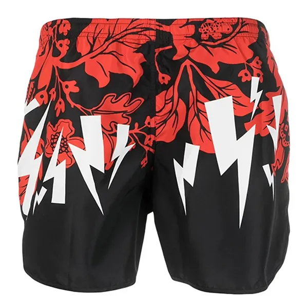 Quần Short Nam Neil Barrett Graphic Print Swim Shorts PBCB003U042 Màu Đỏ Đen Size S