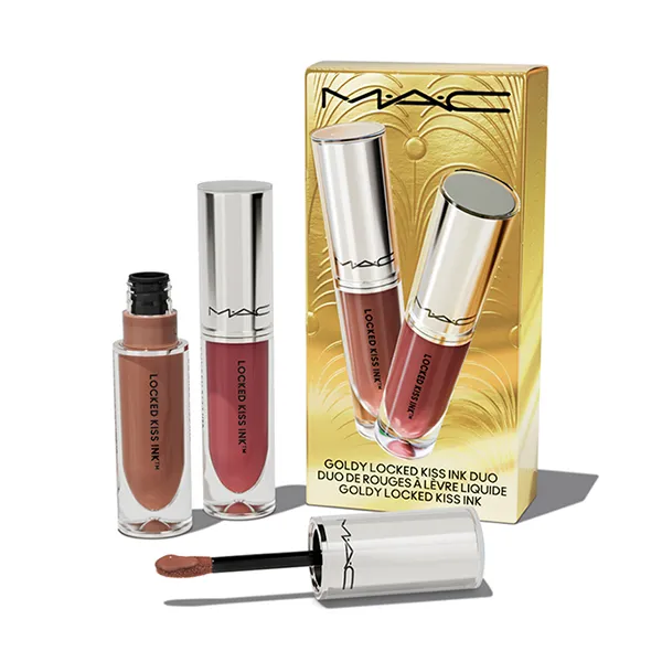 Set 2 Son Kem MAC Goldy Locked Kiss Ink Duo Tone (Expensive Taste Và Tried & Trophied) - Son Môi - Vua Hàng Hiệu