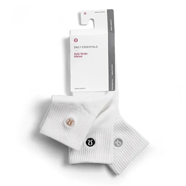 Set 3 Đôi Tất Cổ Cao Lululemon Half Crew Throwback 3 Pair Sock Ivory Freeszie Màu Trắng - Thời trang - Vua Hàng Hiệu