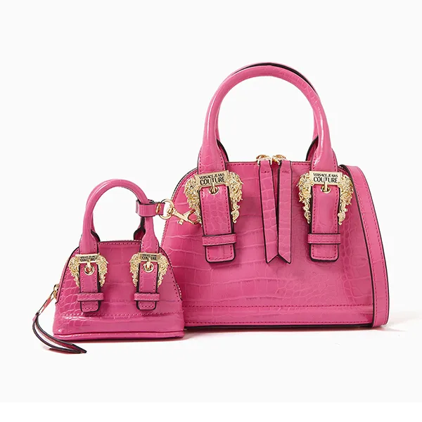 Set Túi Xách Nữ Versace Jeans Couture Small Couture 01 Crossbody Bag In Croc-Embossed PU Màu Hồng - Túi xách - Vua Hàng Hiệu