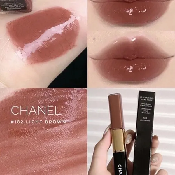 Son Kem Chanel Duo Ultra Tenue Liquid Colour 182 Light Brown Màu Nâu Đất