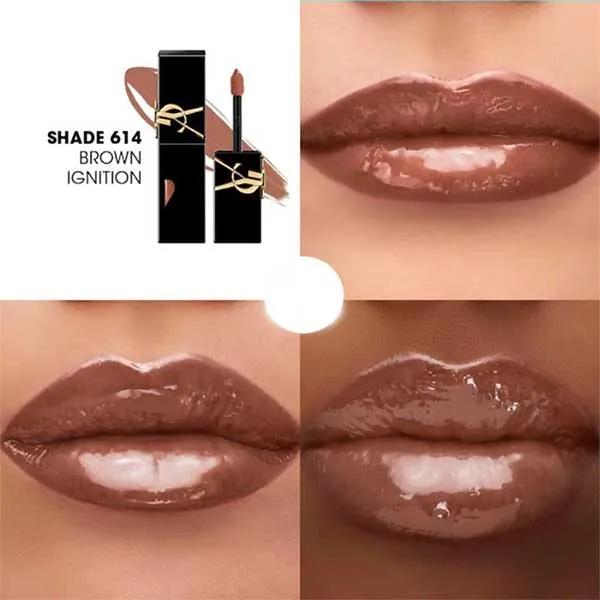 Son Kem Yves Saint Laurent YSL The Inks Vinyl Cream 614 Brown Ignition Màu Nâu Cà Phê (Unbox) - Son Môi - Vua Hàng Hiệu