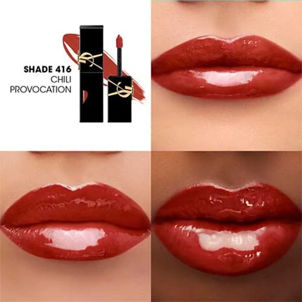 Son Kem Yves Saint Laurent YSL The Inks Vinyl Cream High Shine Lip Stain 416 Chili Provocation Màu Đỏ Nâu - Son Môi - Vua Hàng Hiệu