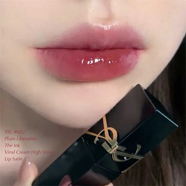 Son Kem Yves Saint Laurent YSL The Inks Vinyl Cream High Shine Lip Stain 622 Plum Liberation Màu Hồng Mận - Son Môi - Vua Hàng Hiệu