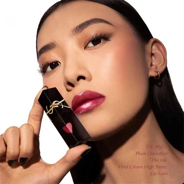 Son Kem Yves Saint Laurent YSL The Inks Vinyl Cream High Shine Lip Stain 622 Plum Liberation Màu Hồng Mận - Son Môi - Vua Hàng Hiệu