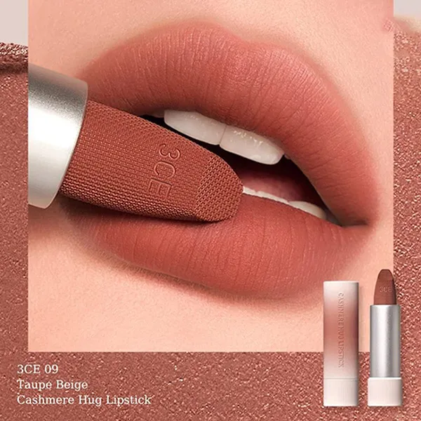 Son Lì 3CE Cashmere Hug Lipstick 09 Taupe Beige Màu Nâu Đất