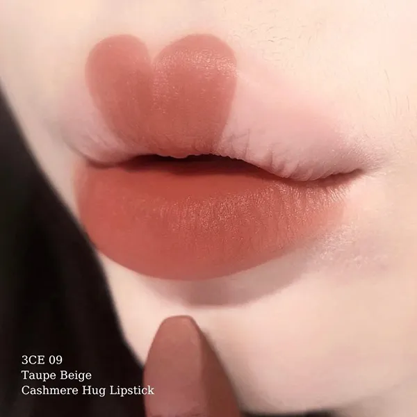 Son Lì 3CE Cashmere Hug Lipstick 09 Taupe Beige Màu Nâu Đất