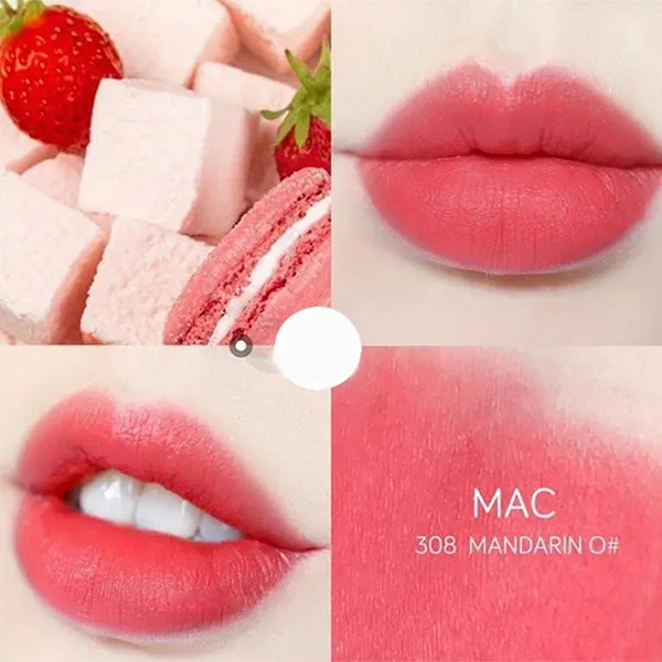 Son Lì Mac Poweder Kiss Lipstick 308 Mandarin O Màu Hồng Cam - Son Môi - Vua Hàng Hiệu