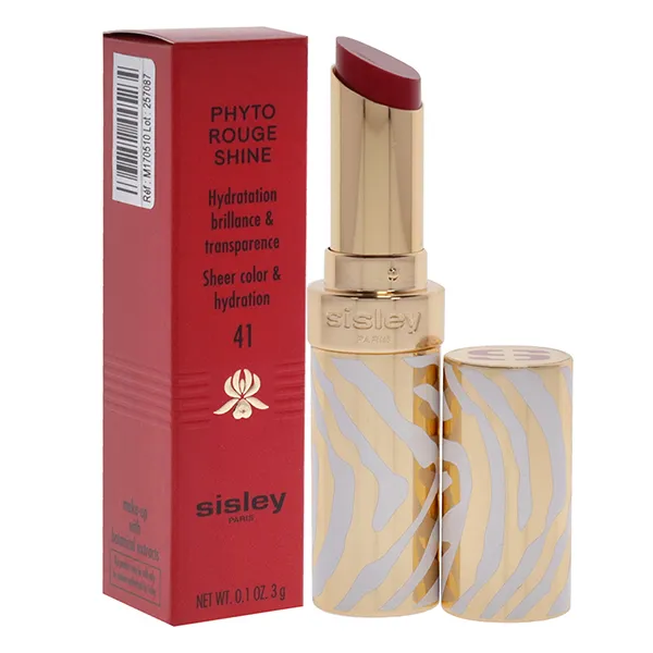 Son Lì Sisley Paris Phyto Rouge Shine Hydrating Glossy Lipstick 41 Sheer Red Màu Đỏ Cam - Son Môi - Vua Hàng Hiệu