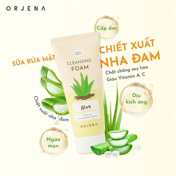 Sữa Rửa Mặt Orjena Chiết Xuất Nha Đam 180ml