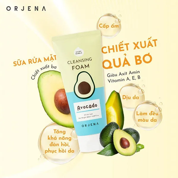 Sữa Rửa Mặt Orjena Chiết Xuất Quả Bơ 180ml