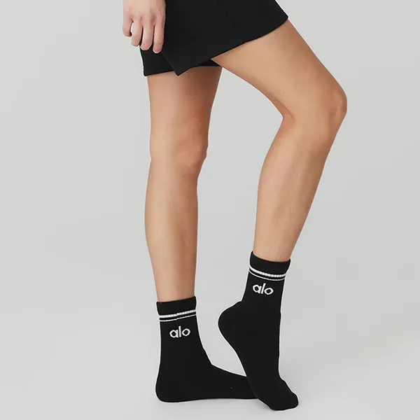 Tất Alo Yoga Unisex Unisex Half-Crew Throwback Sock Black Màu Đen Freesize - Thời trang - Vua Hàng Hiệu