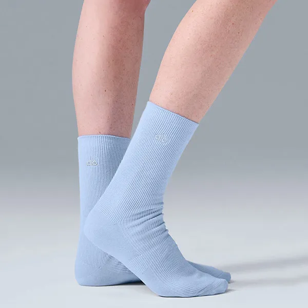 Tất Alo Yoga Unisex Half-Crew Understated Sock - Seashell Blue - Màu Xanh Blue Freesize - Thời trang - Vua Hàng Hiệu