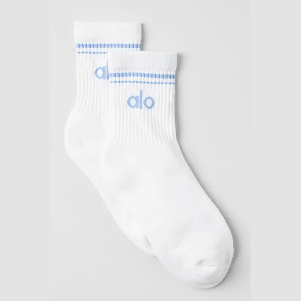 Tất Unisex Alo Yoga Half-Crew Throwback Sock White/Seashell Blue Màu Trắng Xanh Freesize - Thời trang - Vua Hàng Hiệu