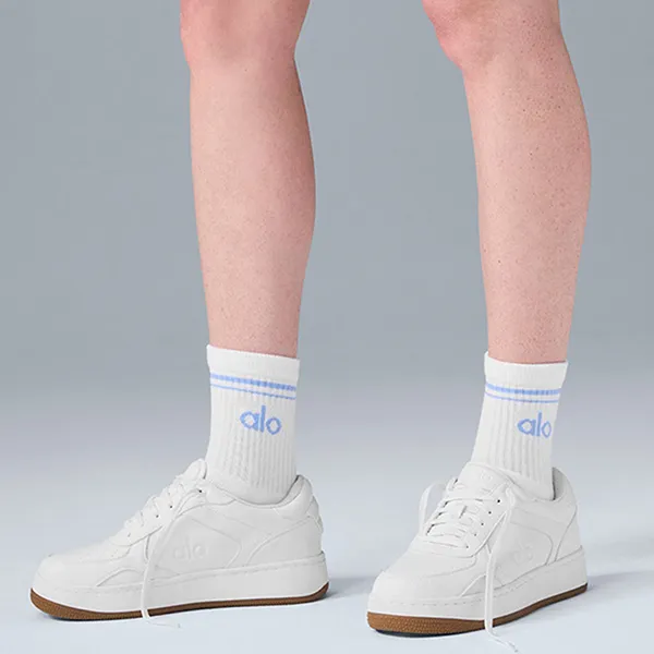 Tất Unisex Alo Yoga Half-Crew Throwback Sock White/Seashell Blue Màu Trắng Xanh Freesize - Thời trang - Vua Hàng Hiệu
