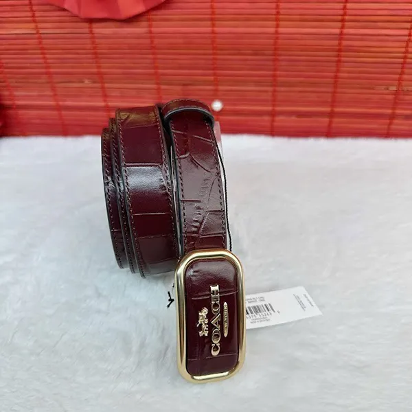 Thắt Lưng Nữ Coach Signature Buckle Morgan Belt 25mm In Merlot CR913 Màu Đỏ - Thắt lưng - Vua Hàng Hiệu