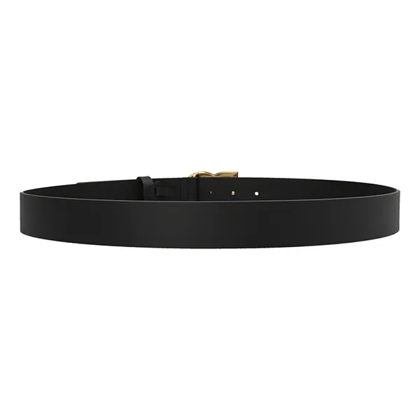Thắt Lưng Nam Dolce & Gabbana Leather Belt With Gold Logo Buckle Màu Đen - Vàng Size 90