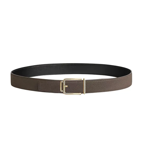 Thắt Lưng Nam Hermès Volte-Face Reversible Belt Buckle & Reversible Leather Strap Noir / Étain 32mm Màu Xám Đen Size 85