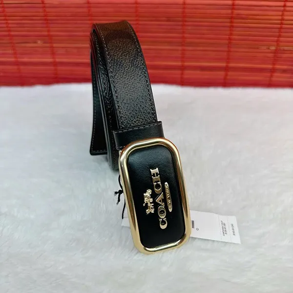 Thắt Lưng Nữ Coach Signature Morgan 25mm Belt Canvas Gold/ Brown Black CX052 Màu Đen Nâu - Thắt lưng - Vua Hàng Hiệu