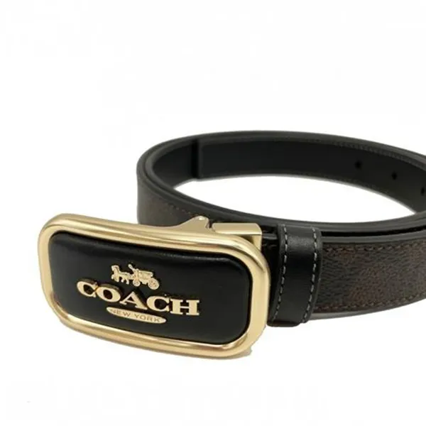 Thắt Lưng Nữ Coach Signature Morgan 25mm Belt Canvas Gold/ Brown Black CX052 Màu Đen Nâu - Thắt lưng - Vua Hàng Hiệu