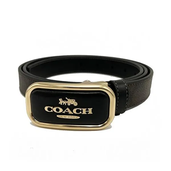 Thắt Lưng Nữ Coach Signature Morgan 25mm Belt Canvas Gold/ Brown Black CX052 Màu Đen Nâu - Thắt lưng - Vua Hàng Hiệu