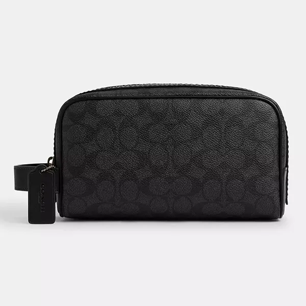 Túi Cầm Tay Nam Coach Small Travel Kit In Signature Canvas CAR15 Màu Đen - Túi xách - Vua Hàng Hiệu